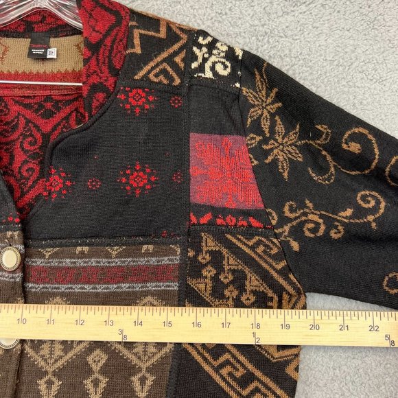 Tey-Art Peruvian Hand Made Alpaca Floral Intarsia Cardigan size M - Picture 4 of 9